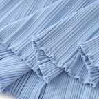 Siena  Knit Buttoned Flare Mini Dress - Blue