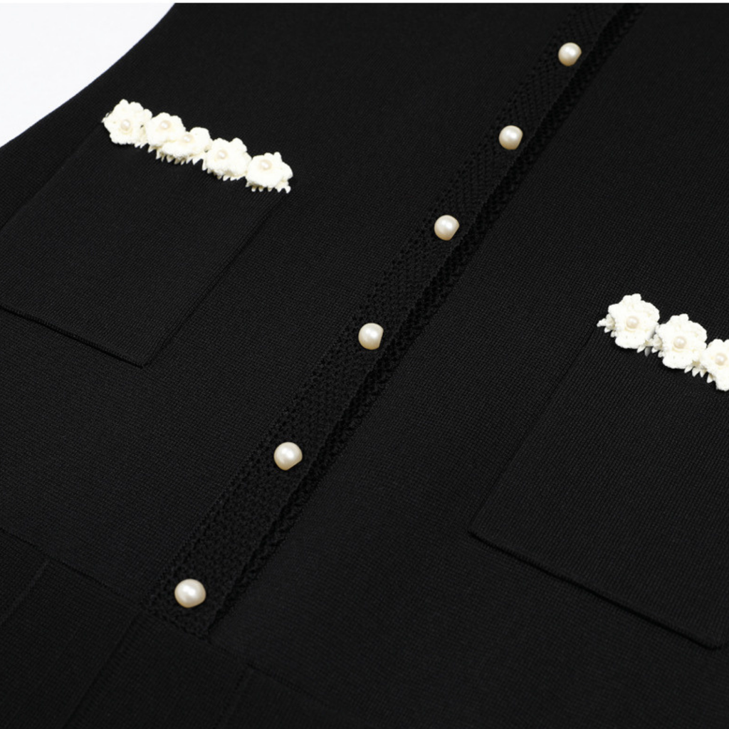Pearl Trim Elegance Maxi Dress