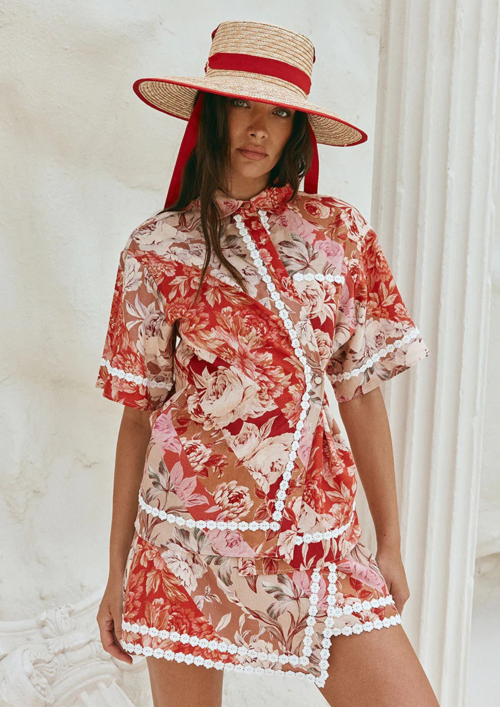 Rosé Muse Lace Trim Co-Ord Set