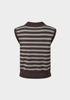 Espresso Stripe Knit Polo Top