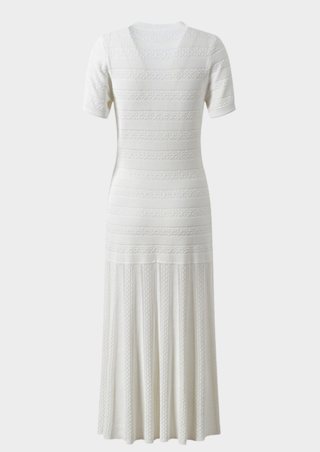 Ivory Elegance Textured Knit Maxi Dress