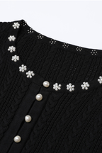 Rosette Pearl Knit Flower Cuffs  Top