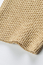 Lily – Golden Sand Polo Collar Pleated Viscose  Knit Maxi Dress
