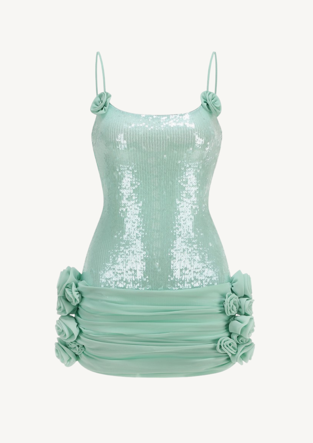 Aqua Siren Sequin Floral Mini Dress