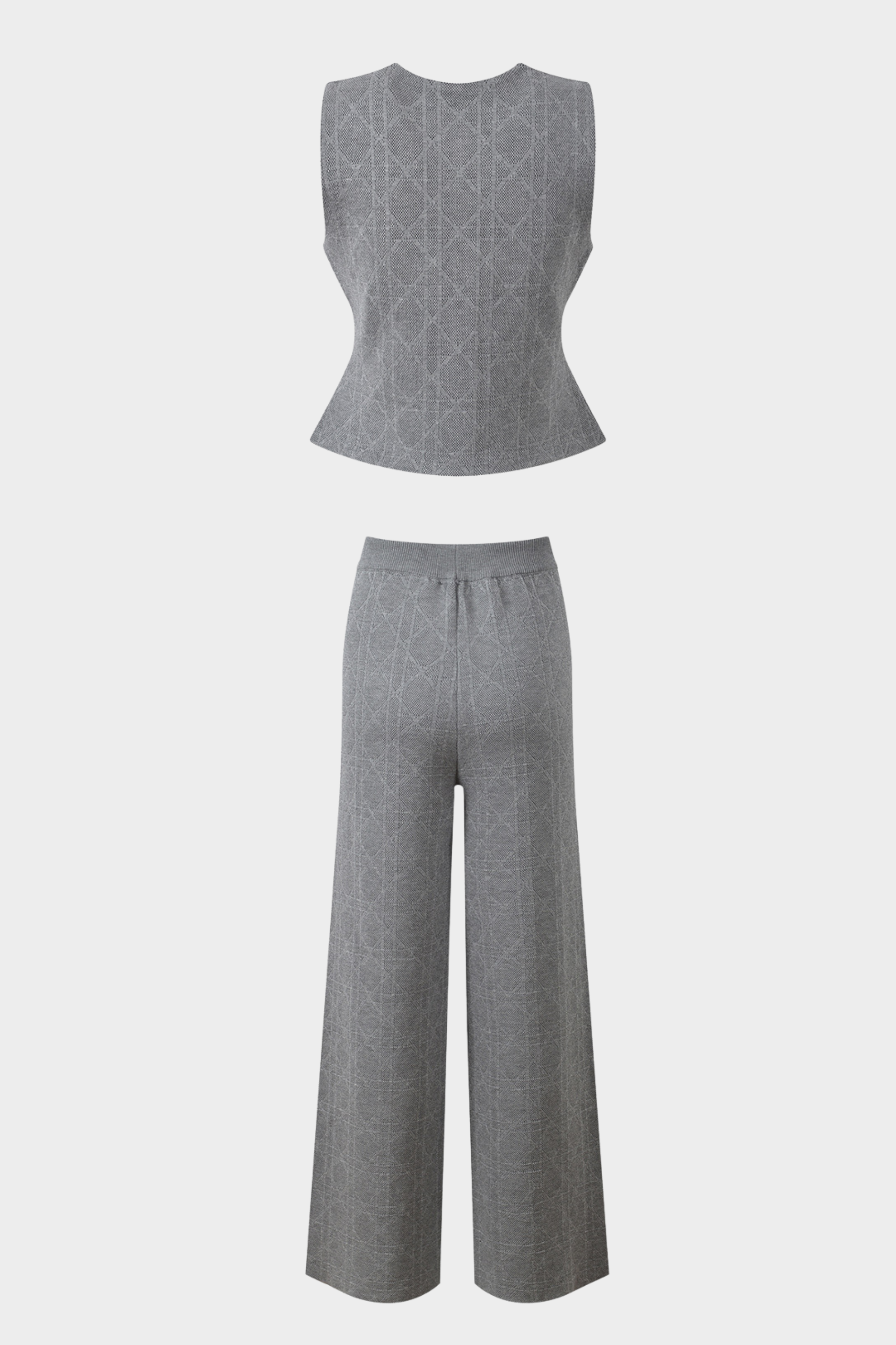 Viscose Knit  Sleeveless Vest LaceUp Wide Leg Set