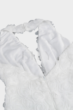 Vienna White Rose Floral Backless Fishtail Maxi Dress