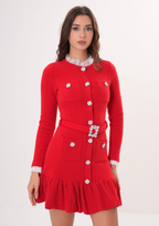 Royale Knit Pearl Belted Mini Dress