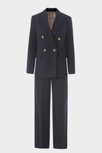 Signature Bordeaux Structured Suit with Wide Leg Trousers