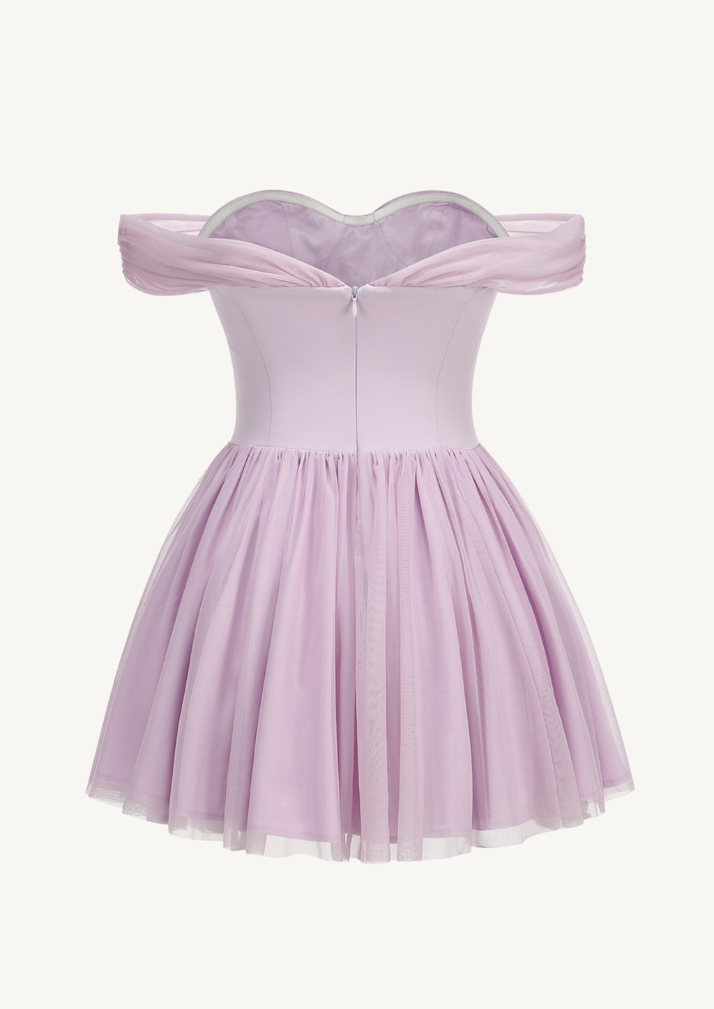 Lavender Étoile Off Shoulder Bow Mini Dress