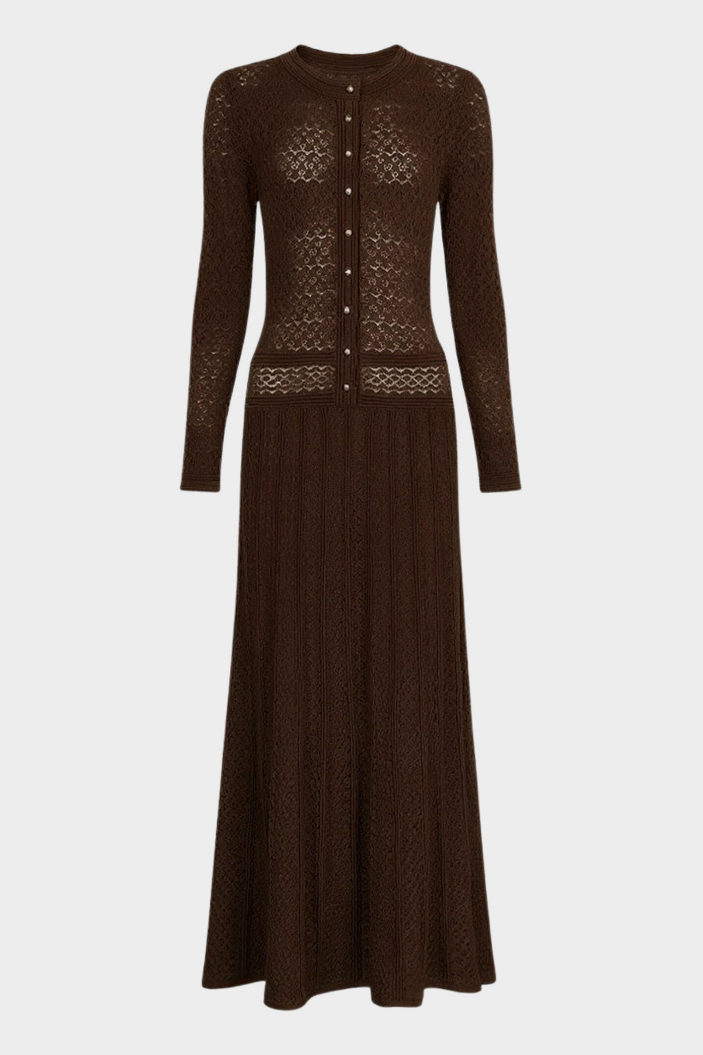 Lily – Silk Knit Pearl Button Suspender Maxi Dress