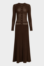 Lily – Silk Knit Pearl Button Suspender Maxi Dress