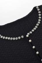 Pearl Luxe Trim Cropped Knit Cardigan Top