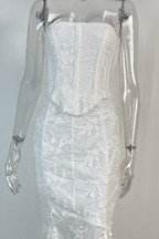 Lace Corset Embroidered  Backless Maxi Set