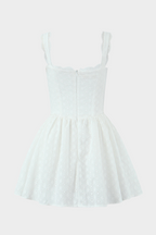 Lily White Embroidered Lace Straps Cute Mini Dress