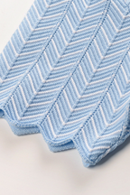 Skyline Chevron Viscose Polo Knit  Light Blue Textured Top