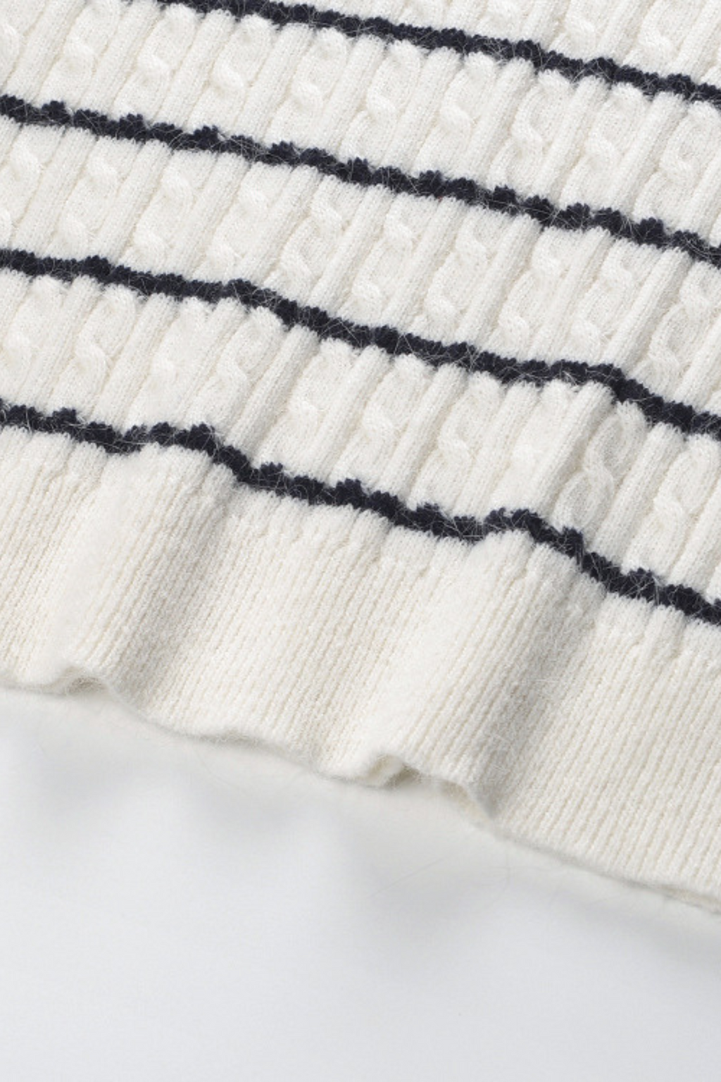 Pearl Striped Jacquard Knit Sweater Top