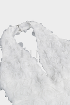 Vienna White Rose Floral Backless Fishtail Maxi Dress