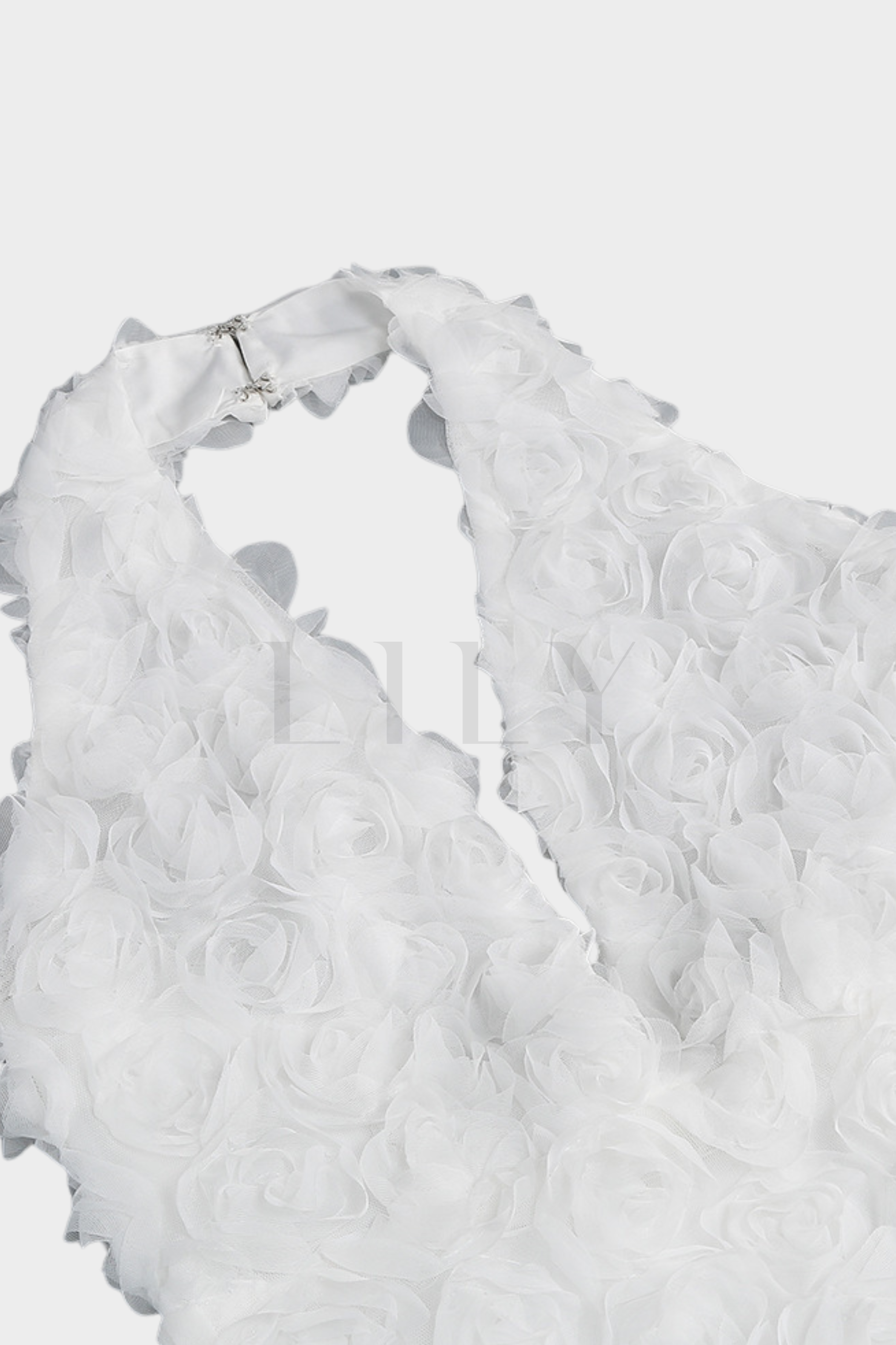 Vienna White Rose Floral Backless Fishtail Maxi Dress