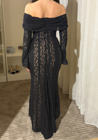 Mermaid Lace Off Shoulder Sheer Floral Maxi Dress