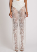 Tailored Blazer Sheer Lace Wide Leg Trouser Set