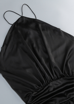 Noir Whisper Backless Ruffle Mini Dress