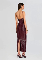 Midnight Garnet Crystal Bandage Maxi Dress