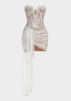 Strapless Lace Corset  Drape Mini Dress