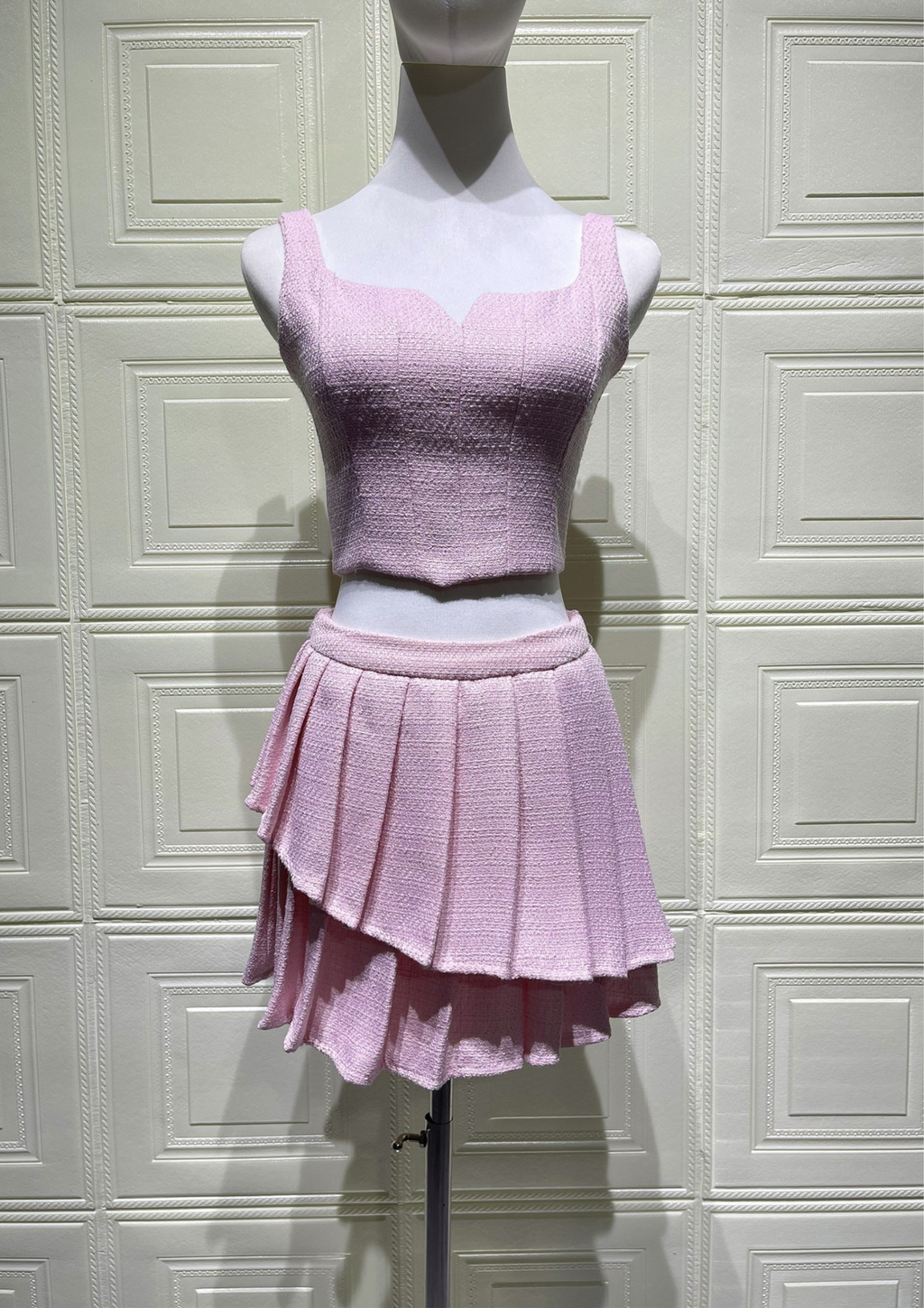 Luna Lace Up Pleated Mini Set