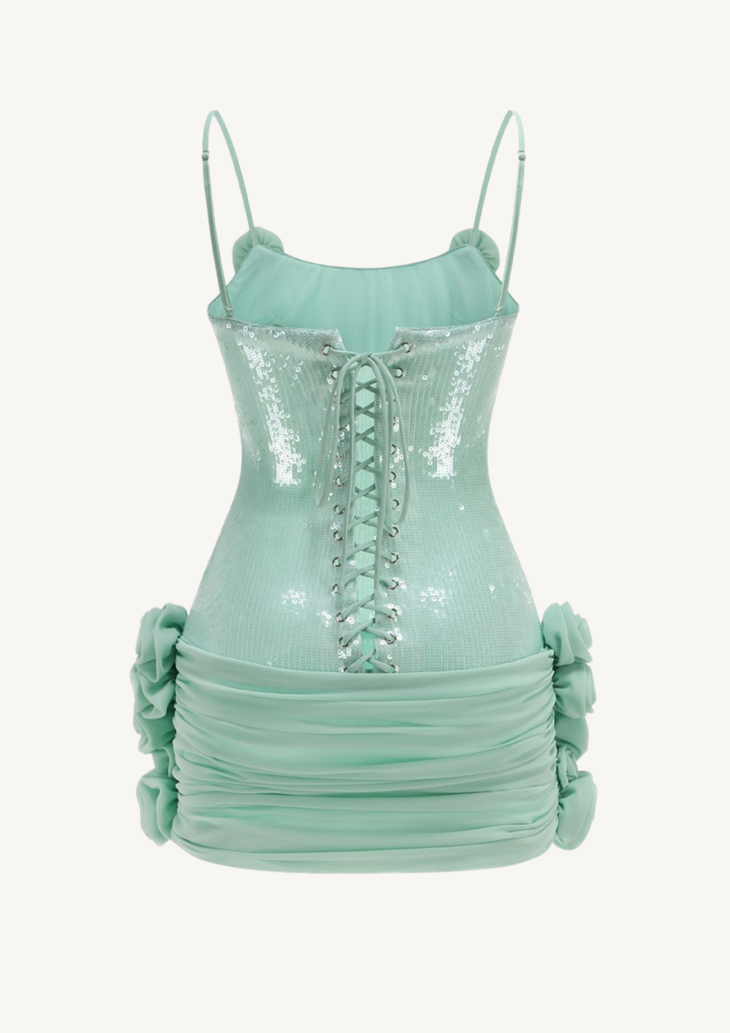 Aqua Siren Sequin Floral Mini Dress
