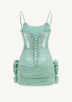 Aqua Siren Sequin Floral Mini Dress