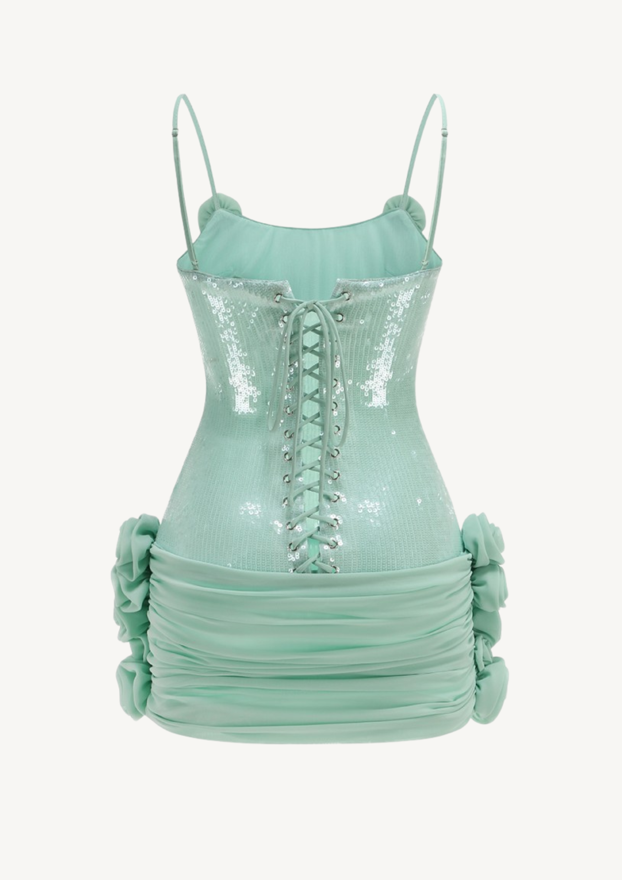 Aqua Siren Sequin Floral Mini Dress