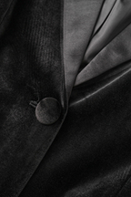 Noir Velvet  Ostrich Feather Cuffs Blazer