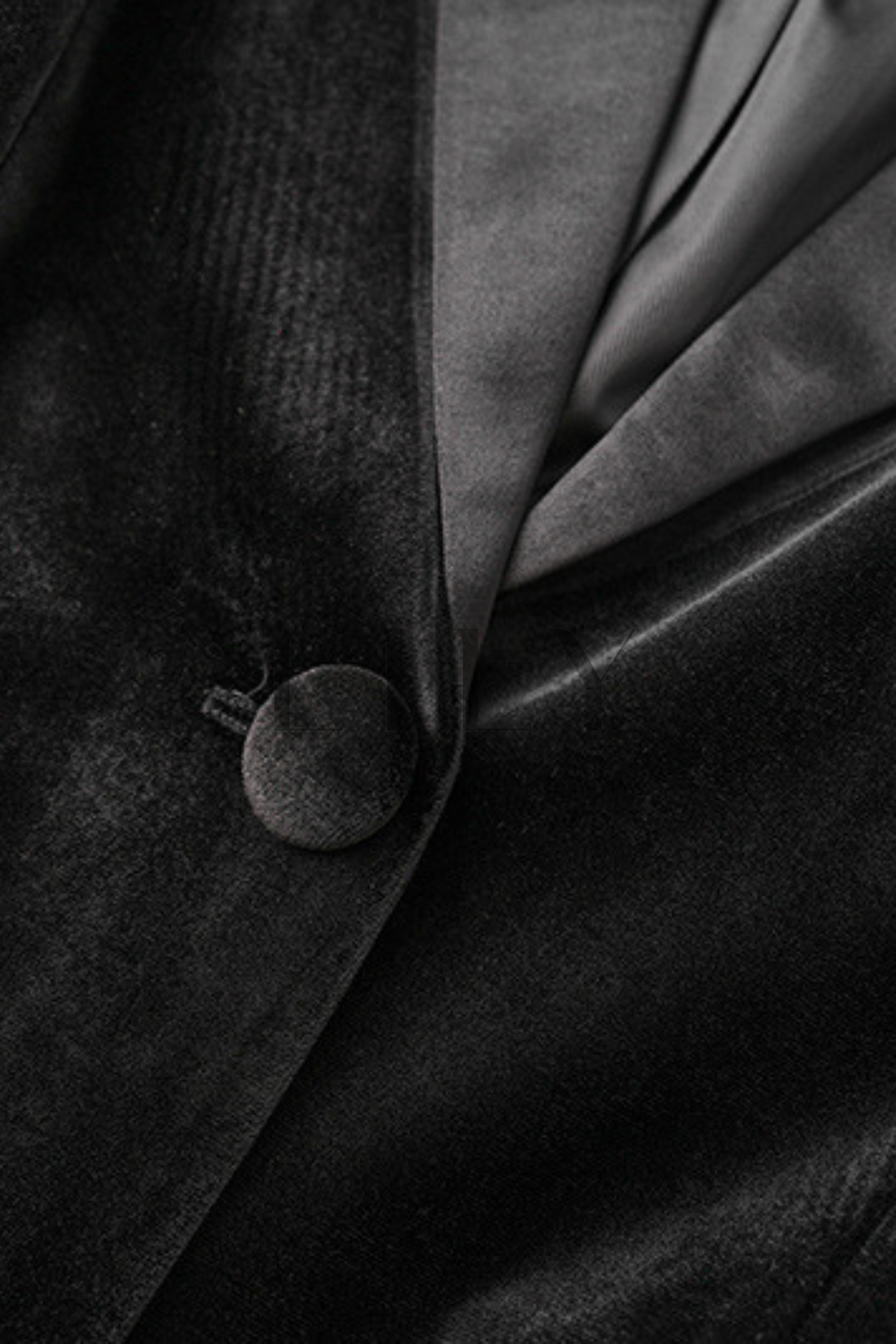 Noir Velvet  Ostrich Feather Cuffs Blazer