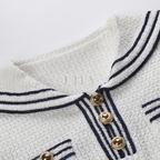 Marina Stripe Button Detail Knit Mini Dress - White