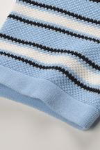 Mykonos Stripe Viscose Knit Polo Top