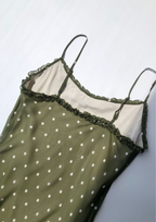 Olive Polka Mulbery Silk Mini Dress