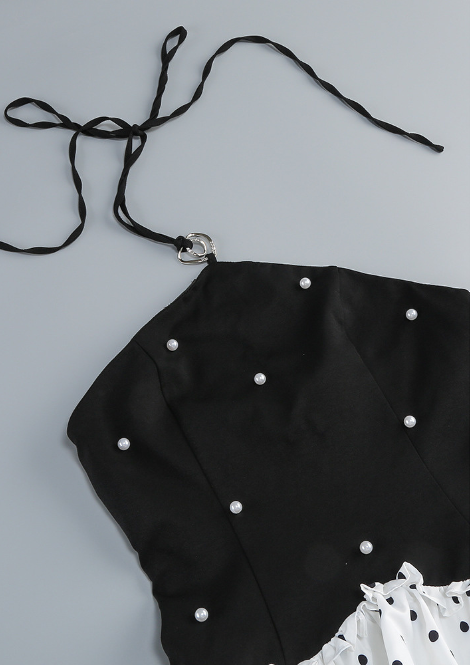 Midnight Pearl Polka Bubble Mini Dress