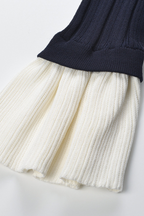 Royal Navy Viscose Knit Pleated Cuffs Maxi Dress