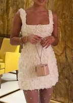 Rosé Bloom Flower Lace Back Mini Dress