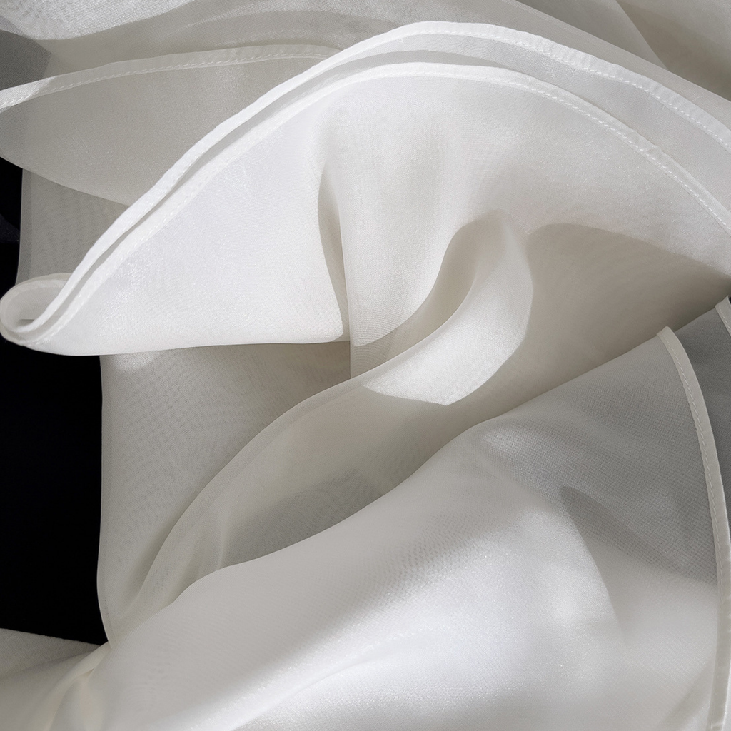 Monochrome Elegance Twill Chiffon Maxi Dress