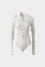Soft Viscose Knit Long Sleeve Bodysuit Top
