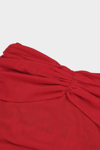 Fiery Muse Strapless Sheer Mesh Maxi Dress