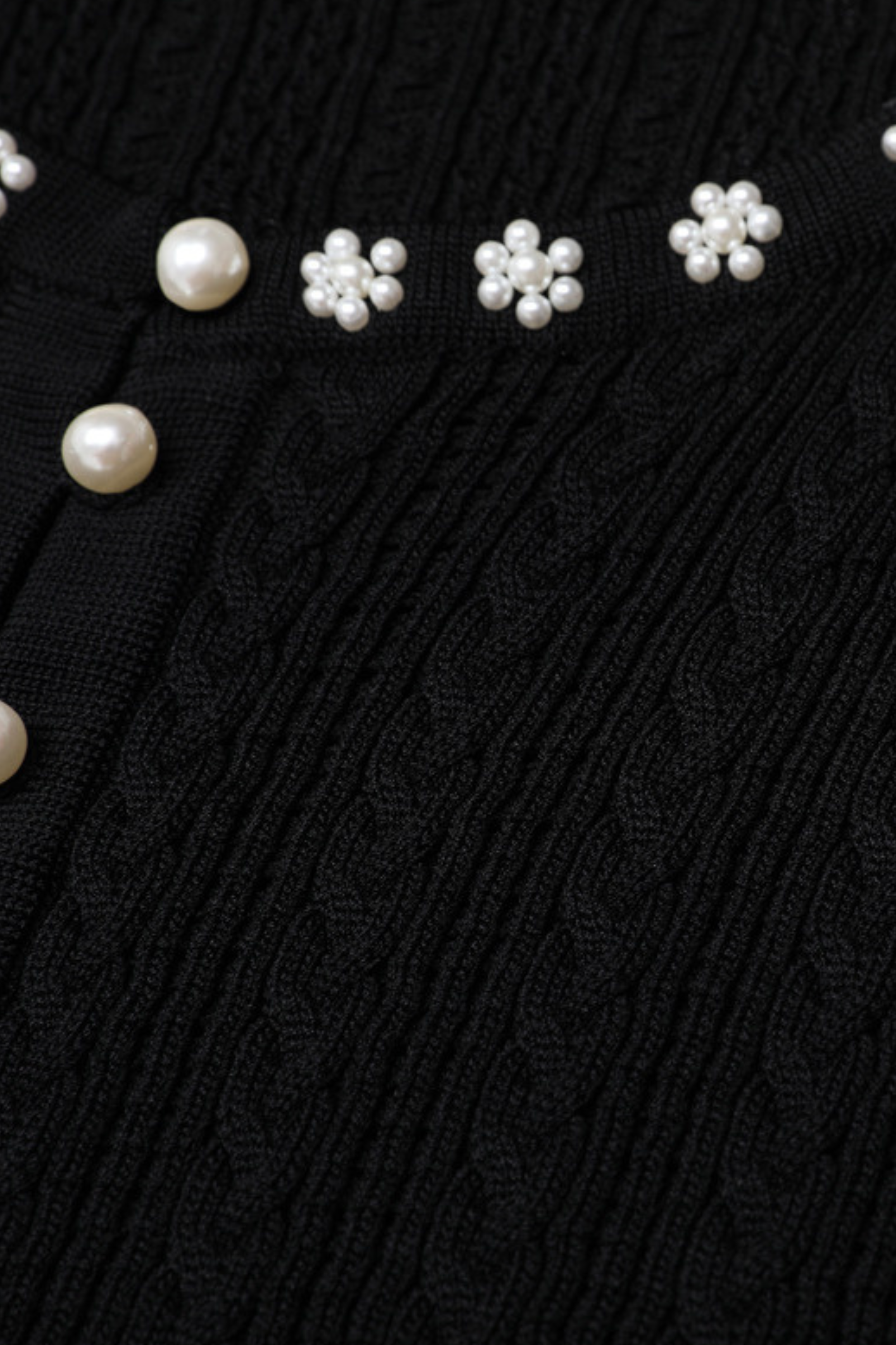 Rosette Pearl Knit Flower Cuffs  Top