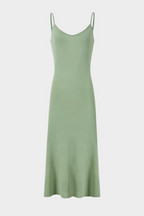 Lily – Silk Knit Pearl Button Suspender Maxi Dress