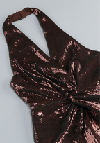 Midnight Twist Sequin Halter Backless Jumpsuit