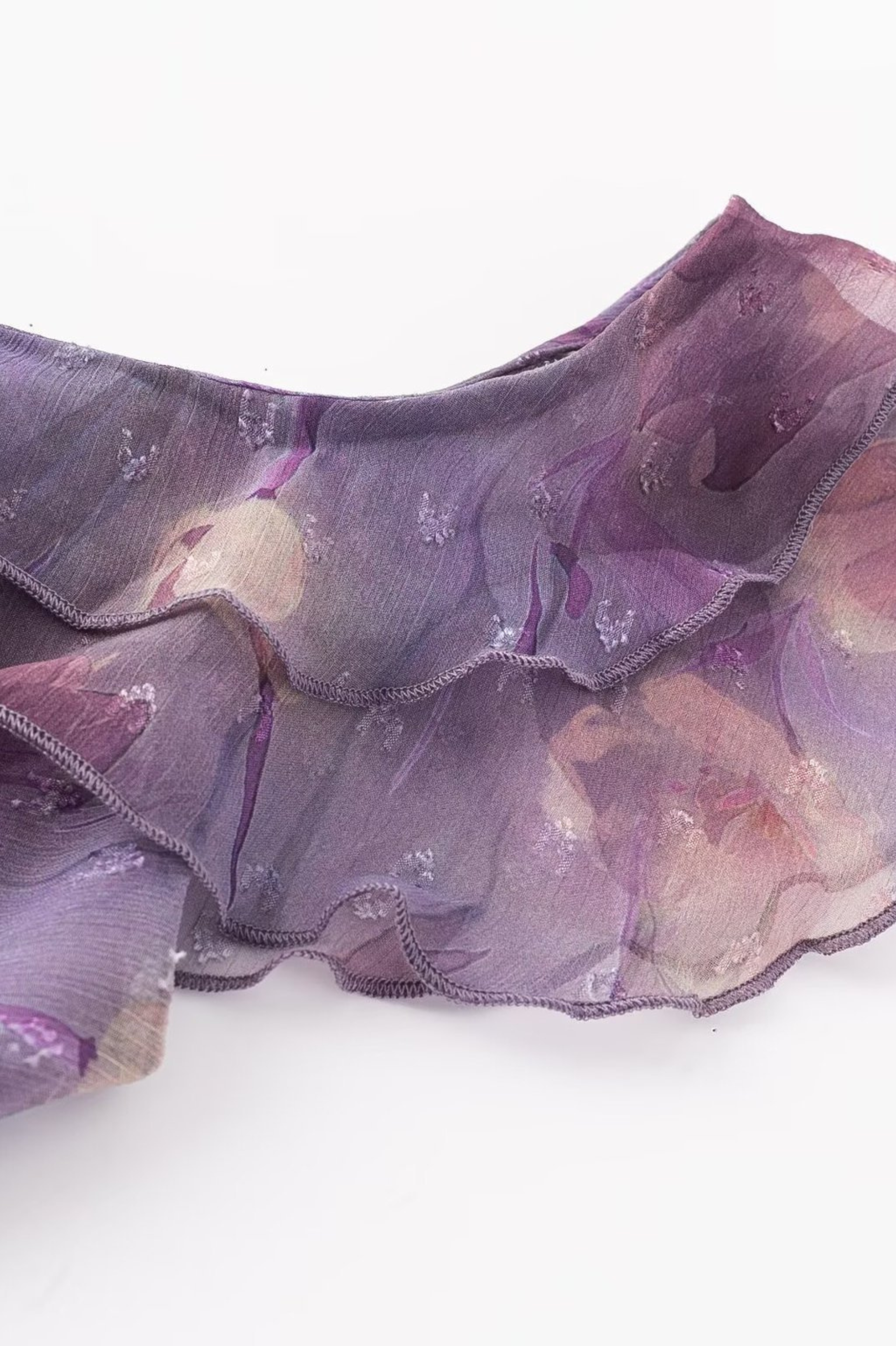 Enchanted Violet Floral Ruffle Maxi Dress