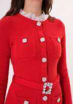 Royale Knit Pearl Belted Mini Dress
