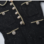 Marina Luxe Wool Knit Sequin Ruffle Mini Dress