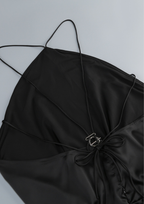 Noir Whisper Backless Ruffle Mini Dress