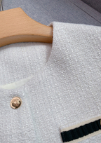 Luna White Tweed Short Sleeve Top
